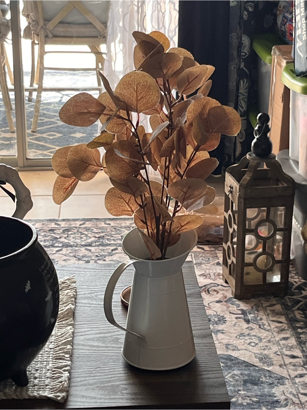 Faux Eucalyptus Stems in Brown for Rustic Home Accents